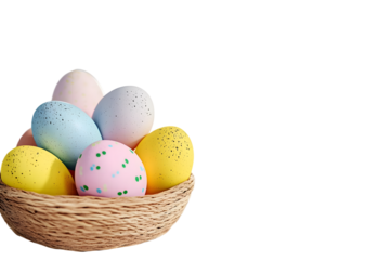 Colorful easter eggs on desk
