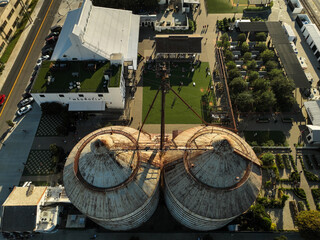 Aerial view of the Magnolia Silos in Waco, Texas USA