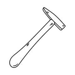 Hammer vector icon in doodle style. Symbol in simple design. Cartoon object hand drawn isolated on white background.