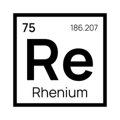 Rhenium chemical element of the periodic table. Vector isolated symbol Re