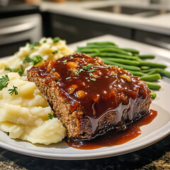 Meatloaf prepared at home in a family kitchen.