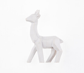 white wooden deer isolated on white background
