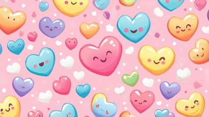 Fototapeta premium pattern, Colorful, cute hearts; vector illustration, wallpaper background 
