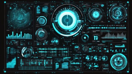 Fototapeta premium Futuristic Transparent Interface with Schematics Overlay