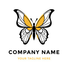 Butterfly Vector Silhouette Illustration in Black and Gold (AS)