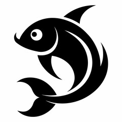 Obraz premium Abstract Black Fish Silhouette icon Design
