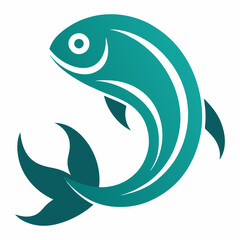 Abstract Black Fish Silhouette icon  Design