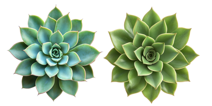 Symmetrical Green Succulent Plant on a Transparent Background
