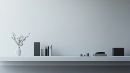 Elegant minimalist craft area with minimal supplies. Featuring a clean, open design with sleek lines