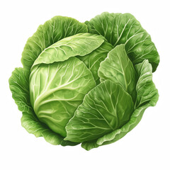 Obraz premium Realistic fresh green cabbage isolated on transparent background Generative Ai.