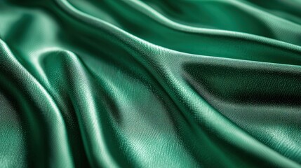 Fototapeta premium Smooth elegant green satin texture background.