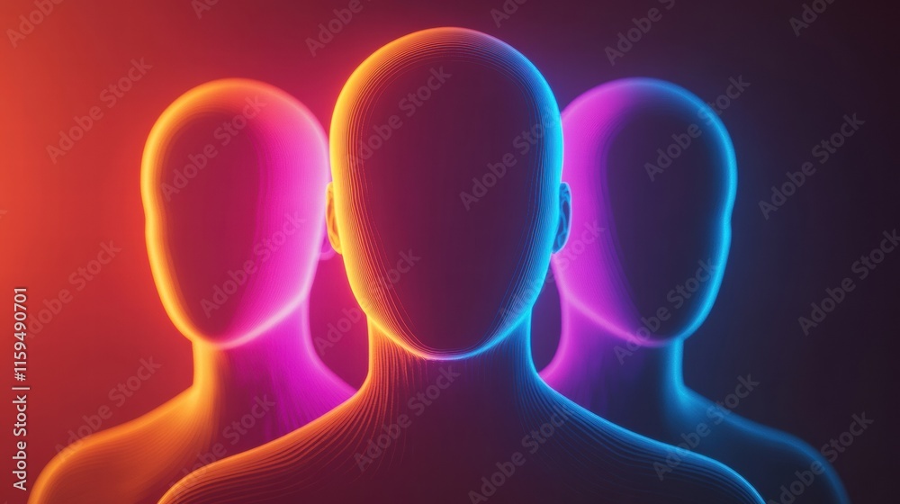 Leinwandbilder faceless avatars in vibrant colors create a futuristic atmosphere with space for text and creative i