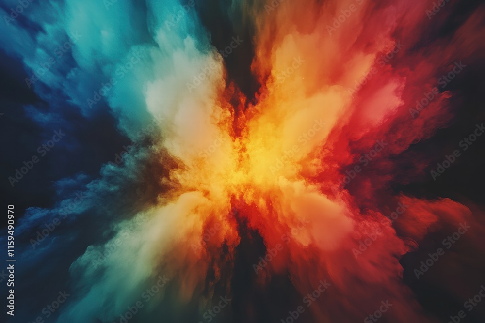 Aufkleber vibrant explosion of colors with ample space for text in a dynamic and abstract design. generative a