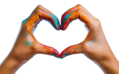 hands making heart shape isolated on white background