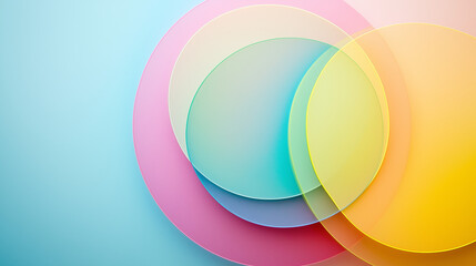 Fototapeta premium Layered translucent pastel circles on gradient background