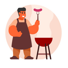 male cook and barbecue