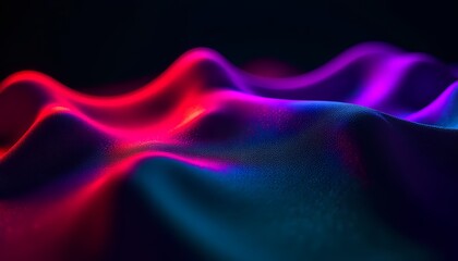 Obraz premium Abstract Neon Wave, Dark Background, Fluid Art, 3D Render