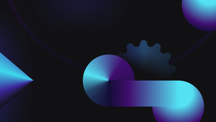 Abstract design with dynamic iridescent gradient shapes on dark background