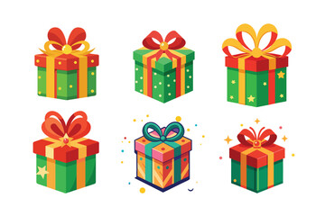 festive Gift Box, Christmas Gift Box Vector Illustration, Festive Holiday Design Elements