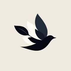 Fototapeta premium Minimalist abstract bird design with geometric shapes on neutral background