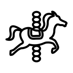 Carousel Horse Vector Line Icon Design