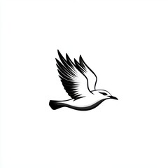 Fototapeta premium Elegant minimalist bird in flight logo design with clean black and white lines