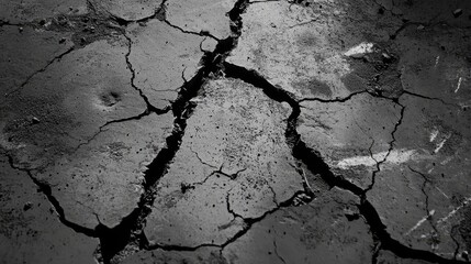 Obraz premium Cracked Earth Surface Showing Deep Fissures And Texture