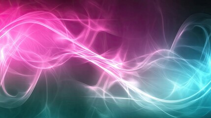 Abstract Pink and Teal Light Waves Flowing Design
