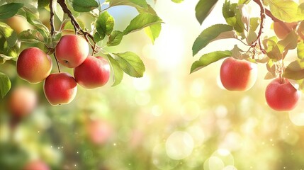 Obraz premium Sunlit Orchard: A Harvest of Red Apples