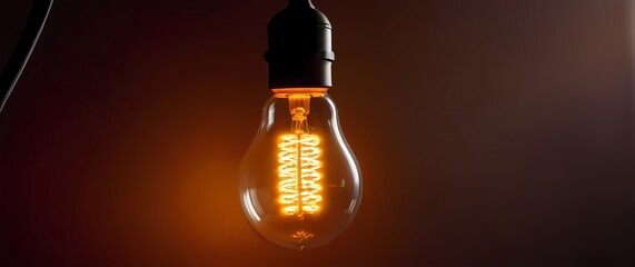 Macro shot of a glowing LED light bulb with warm colors and reflections