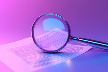 3D Illustration of a Magnifying Glass Examining a Job Application-