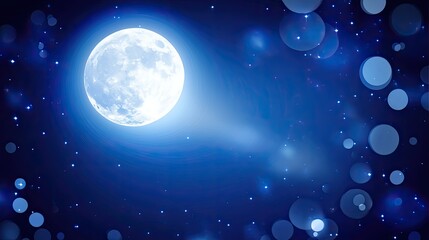 Bright Full Moon Night Sky Celestial Scene