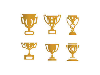 Trophy cups icons Set. Winner symbols in Fill Styles. Champion's cups. First place cups. and bronze trophy  icon collection.