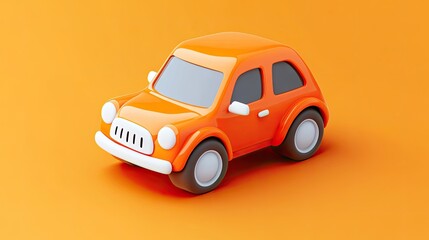 An Orange Cartoon Car Sits On An Orange Background