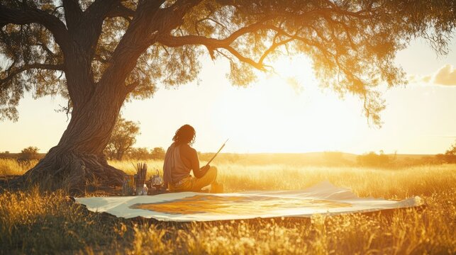 Artist creates a dreamtime story.