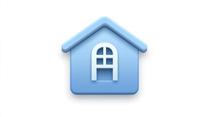A Blue Three Dimensional House Icon