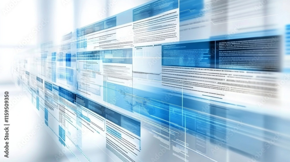 Poster abstract digital interface with flowing data and information on a modern background for technology a
