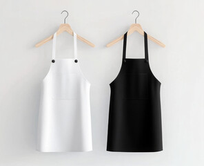White and black aprons, apron mockup, clean apron 
