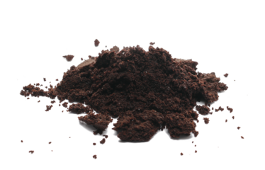 Milled coffee sediment, residue isolated on white background
