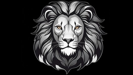 Obraz premium Stylized Lion Logo Design With Intricate Details and Bold Monochromatic Colors. Generative AI