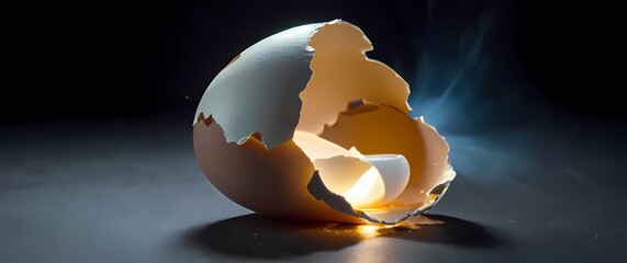 Detailed image of a broken eggshell with delicate edges
