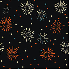 Illustration of New Year seamless patterns with abstact fireworks