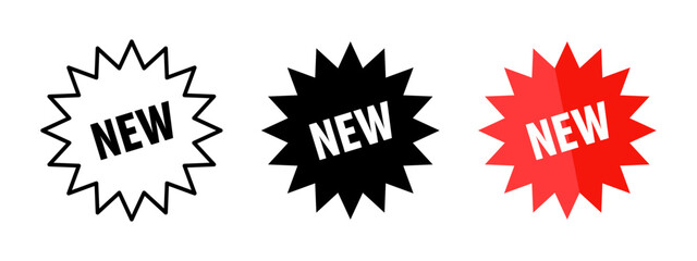 New product label. Promotion label vector illustration. Starburst shape sticker with special offer sign. NEW price tag. Retail advertising banner, emblem, badge of symbol. New arrivals online shop.