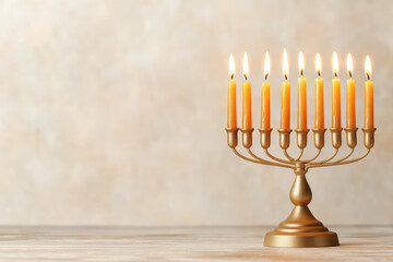golden menorah with lit candles symbolizes celebration and tradition