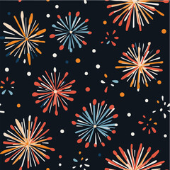 Illustration of New Year seamless patterns with abstact fireworks