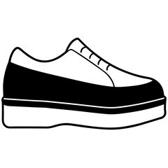 Platform Shoes - Minimal Flat Vector Silhouette on White