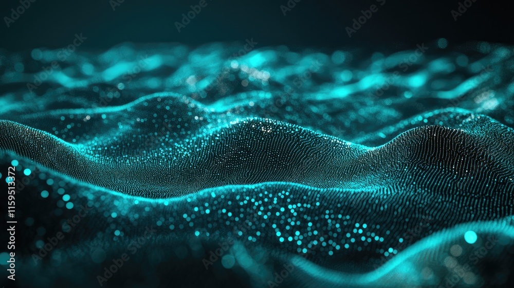 Poster abstract teal particle wave background image