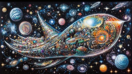 Fototapeta premium Cosmic Vessel A Galaxy Within A Spaceship