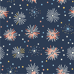 Illustration of New Year seamless patterns with abstact fireworks