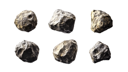 Collection of Asteroids Isolated on a Transparent Background Generative AI